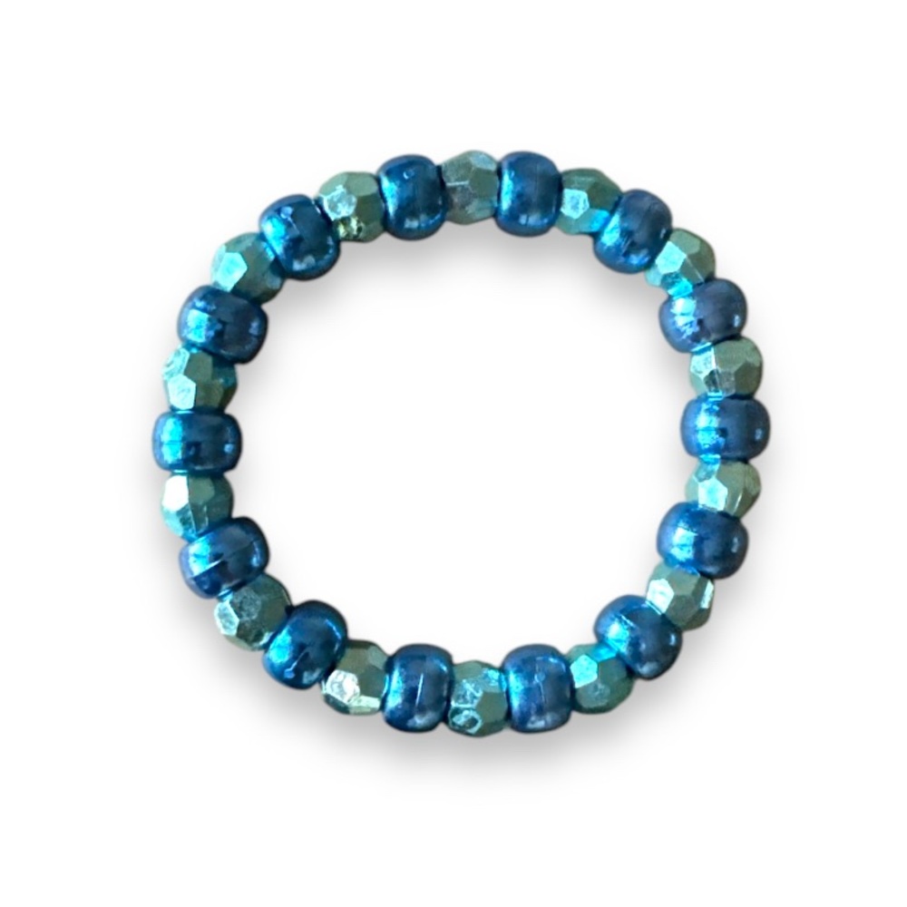 3 FOR $20 HANDCRAFTED Two-Tone Pony Blue Beaded Bracelet